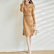 Dress with dress 2021 new Winter Korean version Slim Fit Slim Temperamental Long style Wool Knit Underskirt