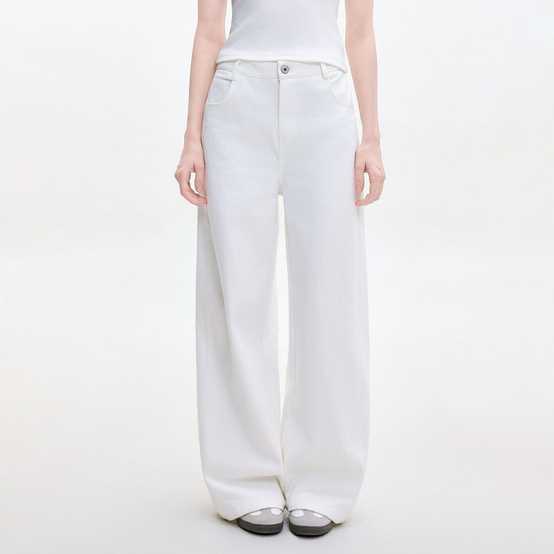 Hoa High-Waisted Simple and Elegant Solid Color Jeans for Women, New Spring and Autumn Loose Straight Wide-Leg Casual Floor-Length Pants Hoa High-Waisted Simple and Elegant Solid Color Jeans for Women, New Spring and Autumn Loose Straight Wide-Leg Casual Floor-Length Pants