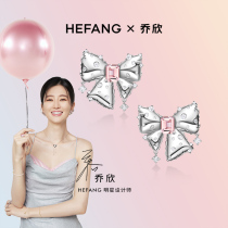 (Qiao Xin same model) HEFANG He Fang jewelry bow earrings 925 sterling silver female earrings