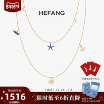 HEFANG Jewelry World Travel Necklace 925 Sterling Silver Women's Long Necklace Pendant Double Clavicle Chain