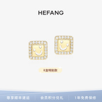 HEFANG WHEFANG Smile Diamond Ear Nail 14K Gold Light Luxury Design Sense Earring Accessories