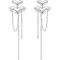 HEFANG He Fang Peach Blossom Tiger Tassel Earrings Niche Design Fashion Love Long Pendant Earrings Birthday Gift ds
