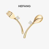HEFANG He Fang jewelry mini tableware earrings Zhao Liying with simple niche design earrings jewelry