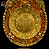 Qinghai〓master〓papada padmasambhava pure медная позолоченная рука девять дворцов и восемь зеркал триграммы девять дворцов и восемь карт триграммы