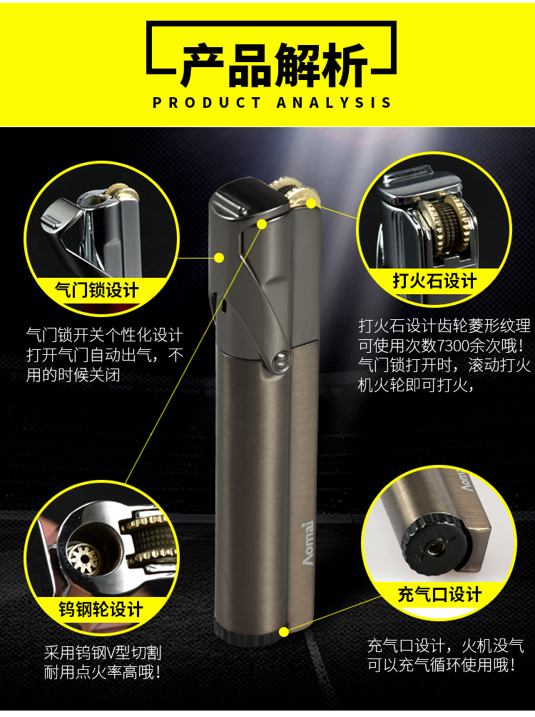 Omai Aomai cá tính sáng tạo thẳng vào gió và nhẹ hơn bánh xe bơm lửa màu xanh cá tính bật lửa thổi