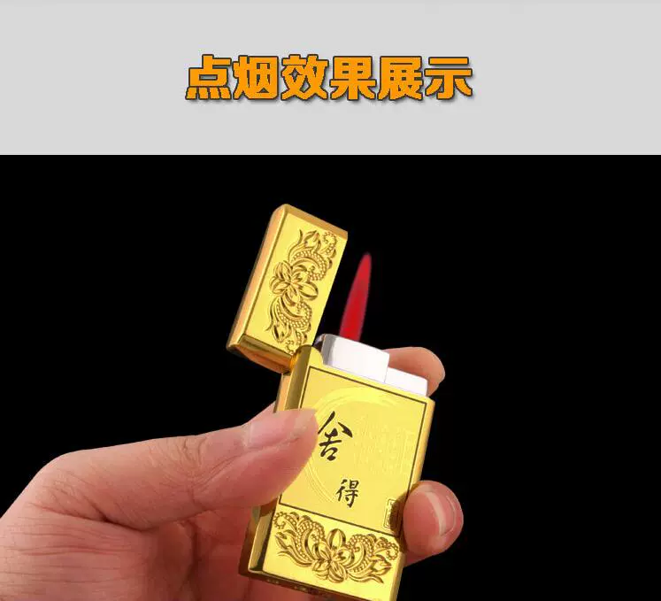 Bật lửa cách âm và chống gió Thẳng vào ngọn lửa kim loại siêu mỏng màu xanh cá tính thời trang sáng tạo nhỏ gọn