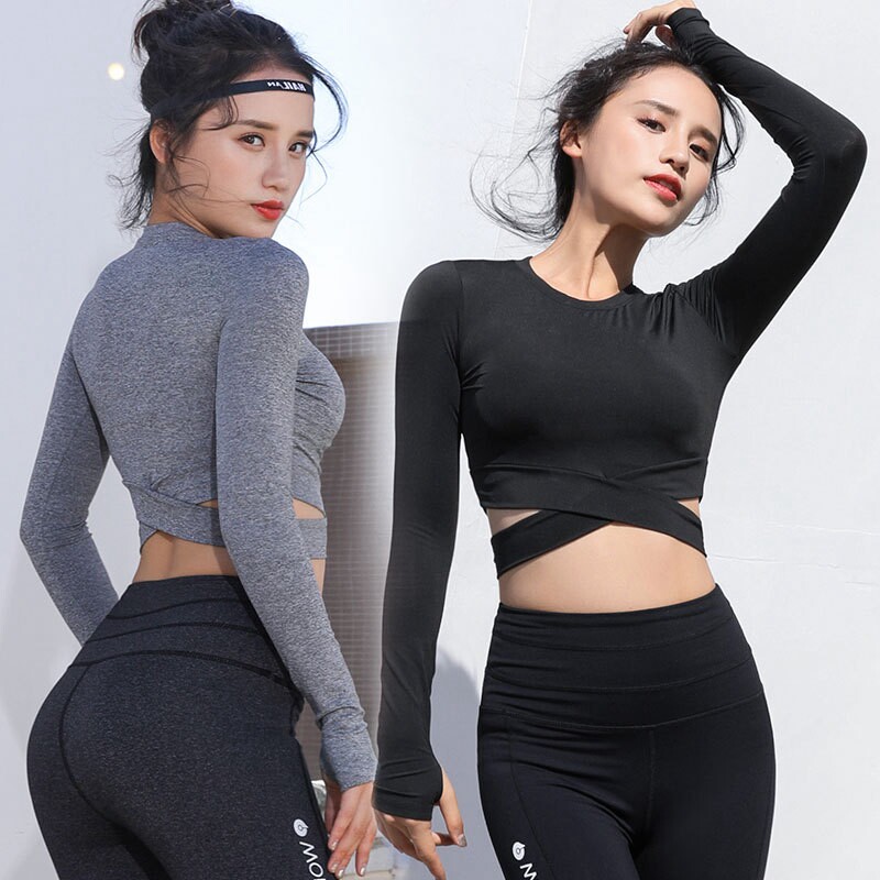 Sports Suit Women's Summer Tight Dew Navel Speed Dry Clothing Display Slim Net Red Stomatpants Fitness Room Morning Running Yoga Clothes