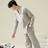 Пижама, хлопковый демисезонный комплект, зимний лонгслив