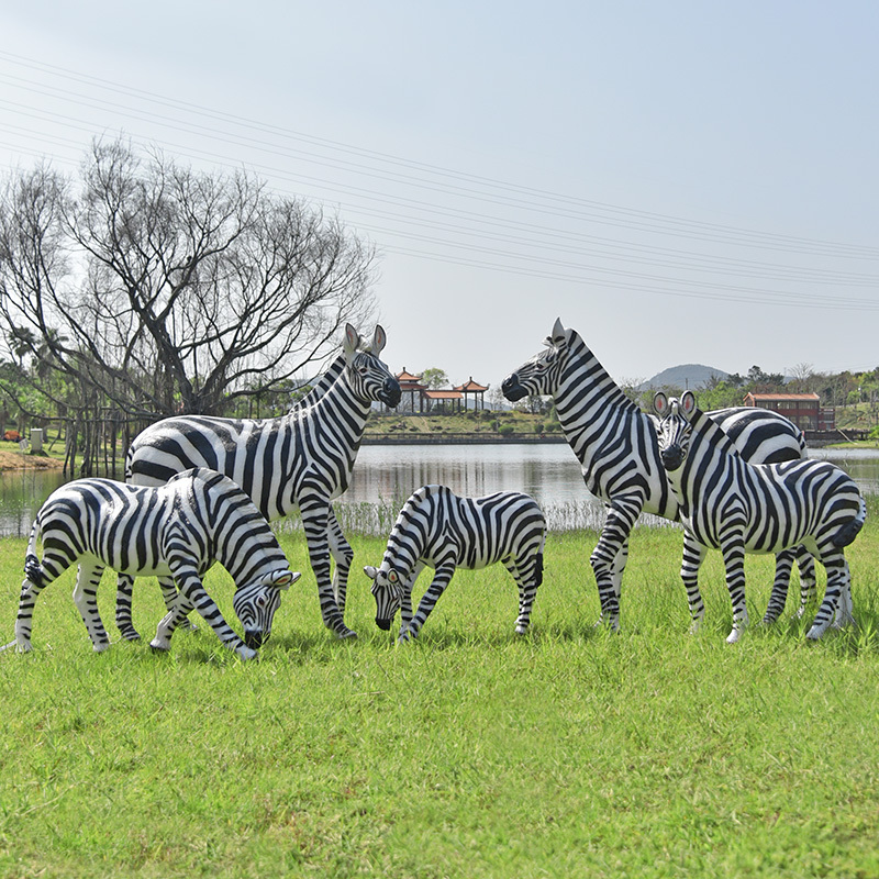 Fiberglass Simulated Zebra Sculpture Outdoor Park Forest Landscape Zoo Scenic Area Lawn Decoration Small Ornaments