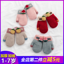 Autumn and winter Children Baby gloves toddler Baby gloves 1-2 years old 3 plus velvet thickened warm cute boys and girls