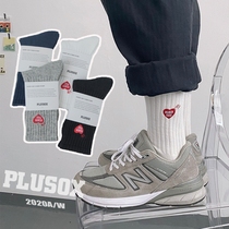 3 pairs of Shawn Yues same style socks trendy brand love medium-length small red heart embroidered mens and womens towel bottom sports socks