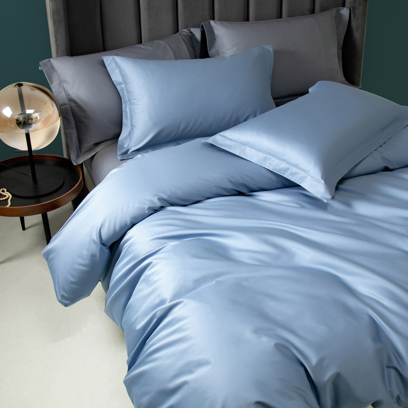 Brief A class of pure color 100 Xinjiang long suede cotton pure cotton four-piece full cotton collage hit color bed package set to do