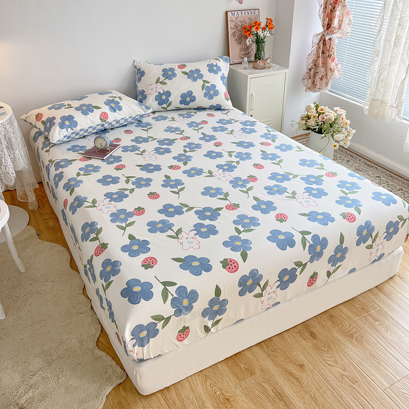 100% whole cotton pure cotton small fresh bed hat bed cover bed linen made with single set high and low bed tatami bunk bed