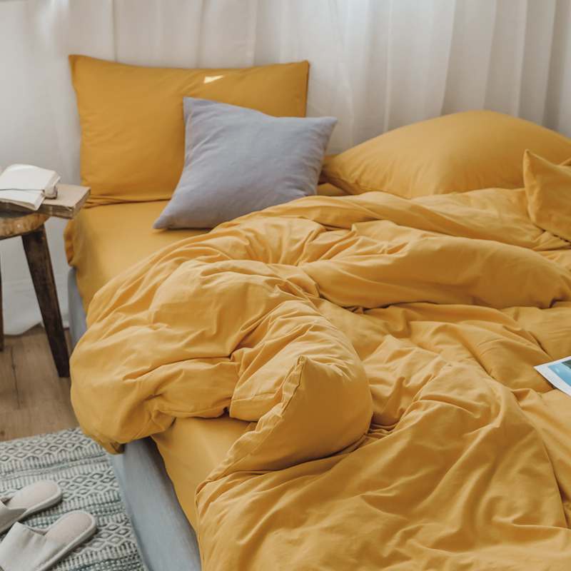 Plain knitted cotton Tianzhu cotton naked bedding Pure cotton four-piece quilt cover quilt cover bed sheet bed pack group custom custom