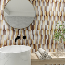 Metal Self-adhesive Mosaic Wall with Nordic Handwashing Desk Kitchen Bar Table Arrow Type Self-Adhesive Backgum Background Wall Tiles