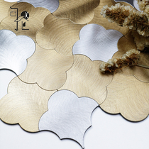 Gold Stainless Steel Metal Self-adhesive Mosaic Wall Sticker Wash Basin Kitchen Dining Room Sofa Background Wall Paper Tiles
