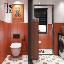 Nordic Retro Washroom Tile Small Flower Brick Pure Color Bathroom Toilet Balcony Flower Sheet Floor Tile Kitchen Wall Brick