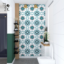 Nordic blue patterned with small flower brick modern minimalist washroom Toilet Desk Kitchen Balcony Wall Brick