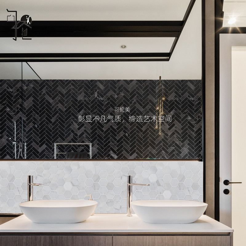 Stone mosaic natural marble hexagonal bathroom toilet tile small block decorative background wall brick building materials