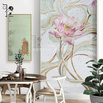Mosaic Tiles Background Wall Lotus Post Modern Chinese Jigsaw Puzzle Painting Xuanguan Living Room Restaurant Art Murals