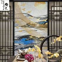 Mosaic porch background wall tile new Chinese simple art glass puzzle living room dining room Fine Cut painting mosaic