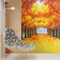 Golden Avenue glass mosaic decorative painting living room dining room entrance aisle tile mosaic puzzle 3D background wall