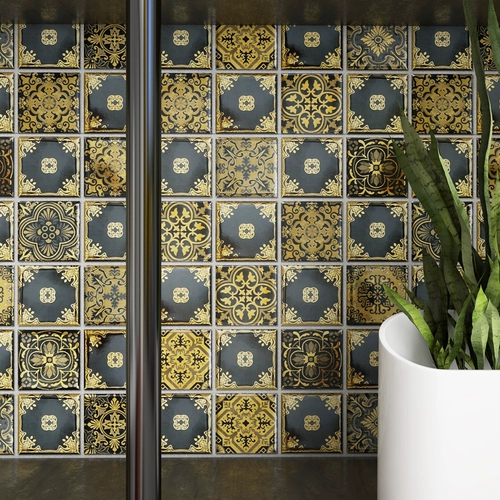 Керамическая мозаичная плитка фон стена черный золото ретро -рисунок крыльца батон