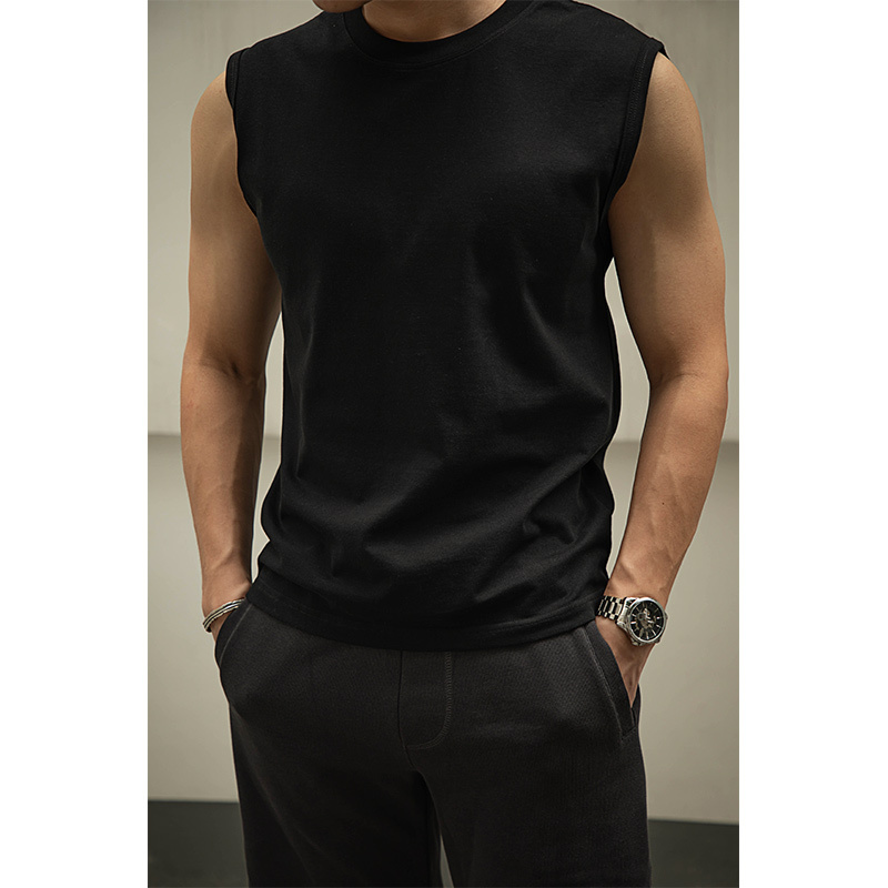 Heavy-Duty Sleeveless T-Shirt Vest with a Small American-Style Neckline, Sweat-Absorbent and Breathable, Suitable for Tough Guy Sportsmen