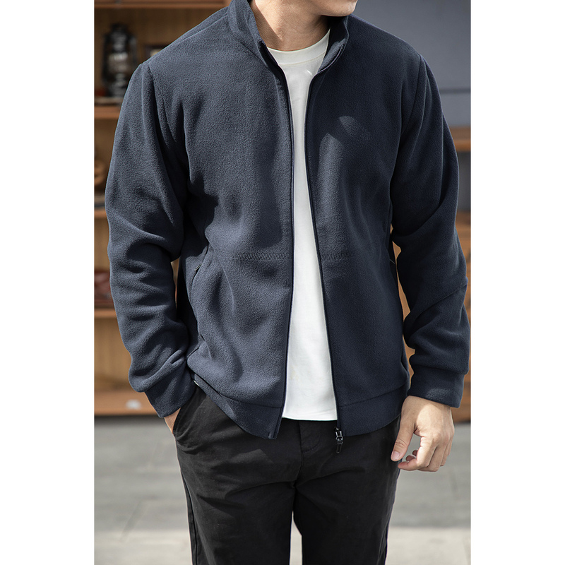 U刃 Workwear American-Style Heavyweight Double-Sided Fleece Stand-Up Collar Jacket, Warm and Temperature-Locking, Inner Layer for Autumn and Winter