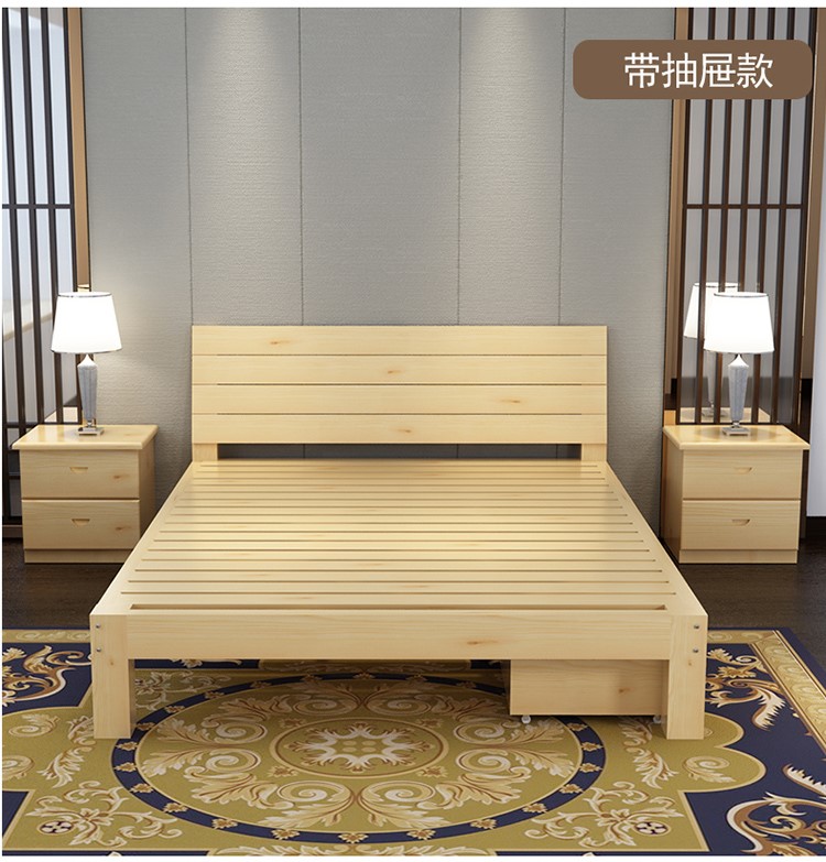 Đơn giản 1.8 nền kinh tế tấm thông đôi người gỗ rắn miễn phí sơn giường cho thuê phòng gỗ rắn giường Bắc Kinh gói cài đặt - Giường giường phản bệt