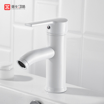 Nordic white hot and cold basin faucet Bathroom household basin faucet Stainless steel bathroom basin faucet