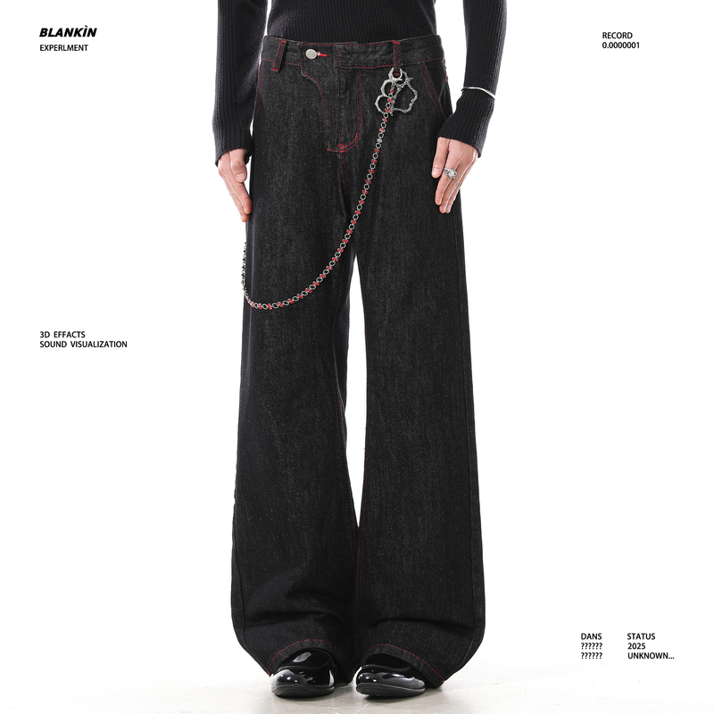 Blankin American Retro Style Unique Line Jeans Niche Design High-End Slimming Casual Pants for Men and Women