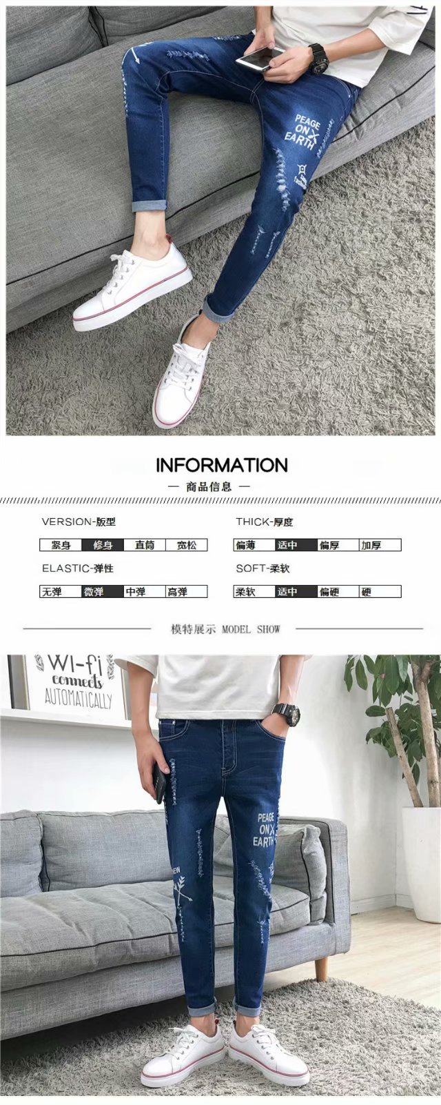 Mua một gửi tất cả các ống căng jeans nam mùa xuân và mùa thu mùa hè trung niên cao eo sâu người đàn ông giản dị của quần phần mỏng lỏng quần nam đẹp