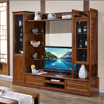 Modern Minimalist Solid Wood TV Cabinet Wall Cabinet Composition Living Room Overall TV Background Cabinet Simple Oak Wood Film and TV