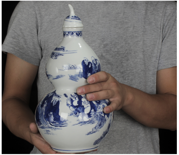 Chai 5L10 kg gốm sứ Jingdezhen Màu xanh và trắng Rượu vang rượu vang gốm jar rượu - Rượu vang ly uống rượu vang