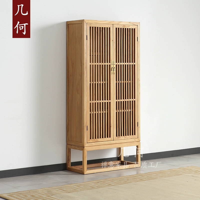 Nội thất Zen mới của Trung Quốc nhà Minh và nhà Thanh hiện đại gỗ tròn gỗ cây du cũ tủ sách tủ quần áo tủ quần áo giá sách tủ lưu trữ - Buồng