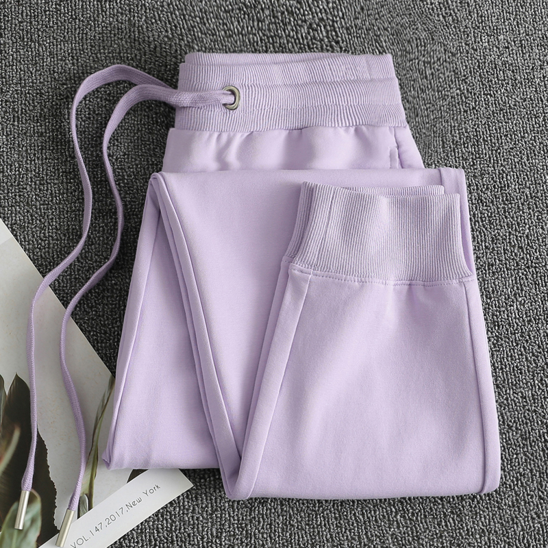 Purple 2026 New Model Summer Thin Pure Cotton Sports Pants Women's Fashion Sweatpants Women's Pants Summer Long Pants Summer