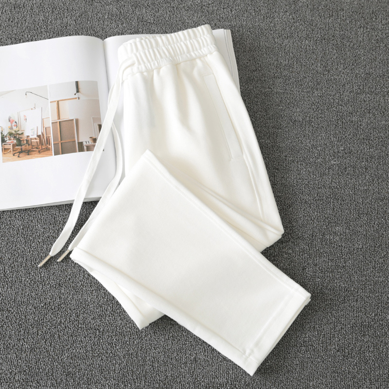 Cotton Casual Sports Pants for Women, Spring and Autumn 2026 New Straight-Leg Sweatpants, White Pants, Pure Cotton, Thin Summer Women's Pants