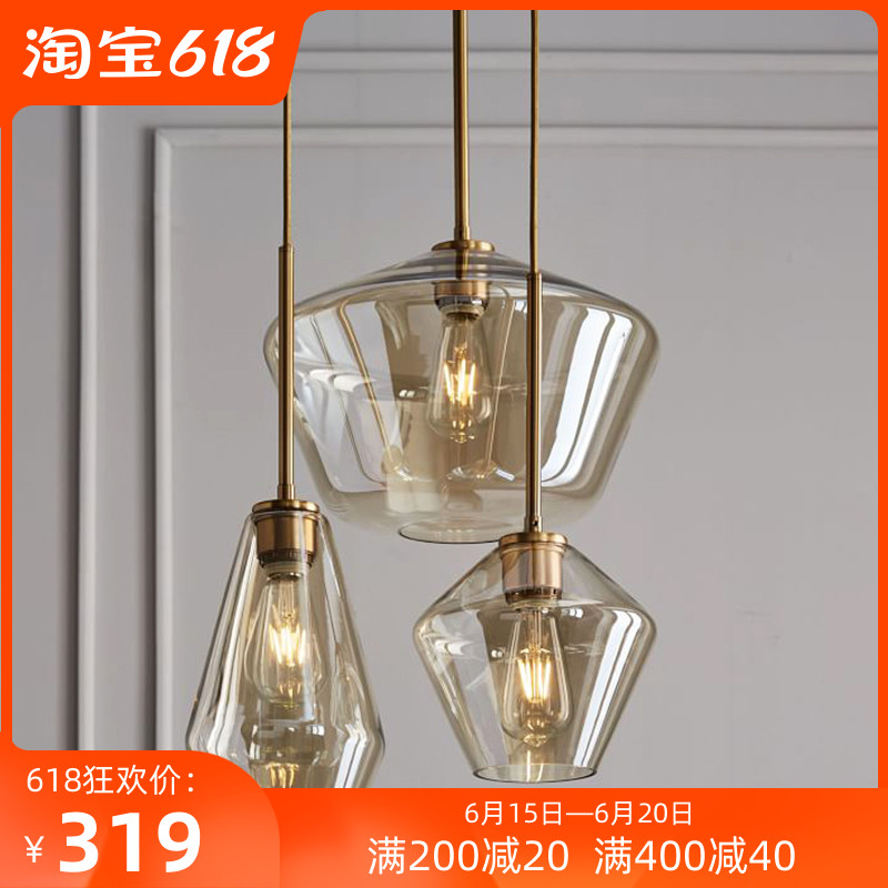 Nordic postmodern minimalist headboard Single-head bar Creative Personality Dining Room Glass Light Extravaganza Small Chandelia Staircase