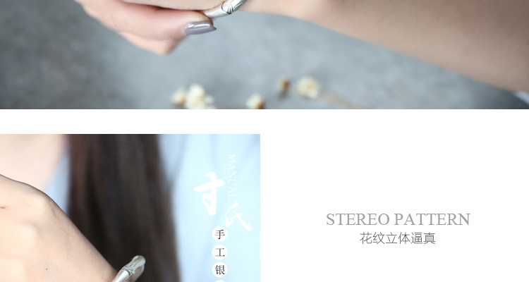 Inch Bạc Vân Nam Pure Handmade S999 Full Silver Snowflower Bạc Tre Bạc Bracelet Bạc Hàn Quốc Cá tính Cổ điển Sterling Bạc Bracelet vòng tay nam