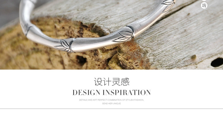 Inch Bạc Vân Nam Pure Handmade S999 Full Silver Snowflower Bạc Tre Bạc Bracelet Bạc Hàn Quốc Cá tính Cổ điển Sterling Bạc Bracelet