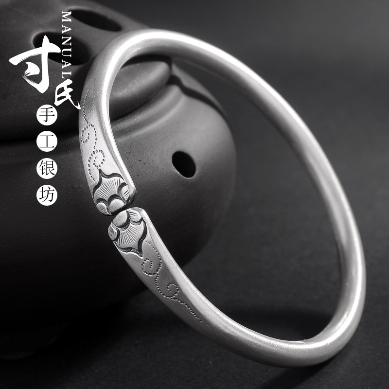 Inch Silver Square handmade new explosive special price 999 sterling silver bracelet handmade silver retro female