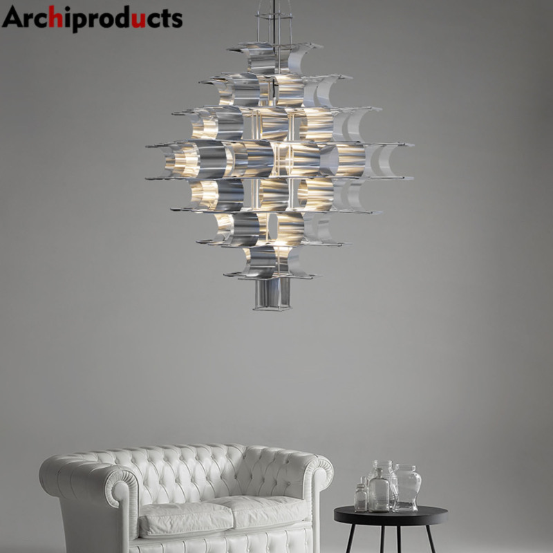 70S Max Sauze Cassiope Space-Themed Geometric Stainless Steel Pendant Light for Open Staircases
