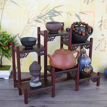  Mahogany Bogu rack Chicken wing wood Dobaoge tea set rack Solid wood flower pot rack Purple sand teapot rack Qishi display rack