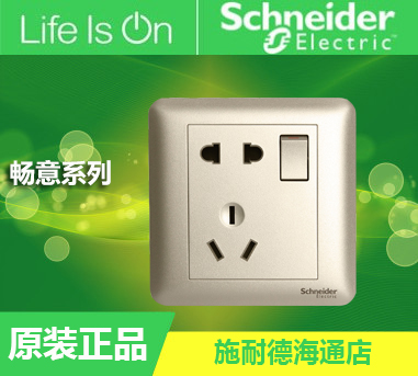 Schneider brisk frosted gold opening five holes with double cut switch socket 5 holes with double cut switch panel