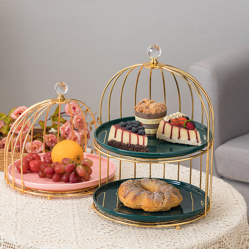 Nordic Light Lavish Double Layer Cake Fruit Pan Afternoon Snack candy Snack Candy Multilayer Swing Tray Containing Decorative Swing