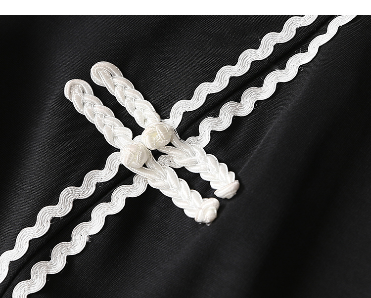 VK旗艦店 中國風復古純色盤扣旗袍短褲套裝長袖褲裝