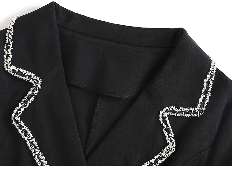 VK旗艦店 韓系修身優雅西服領黑色氣質顯瘦長袖洋裝