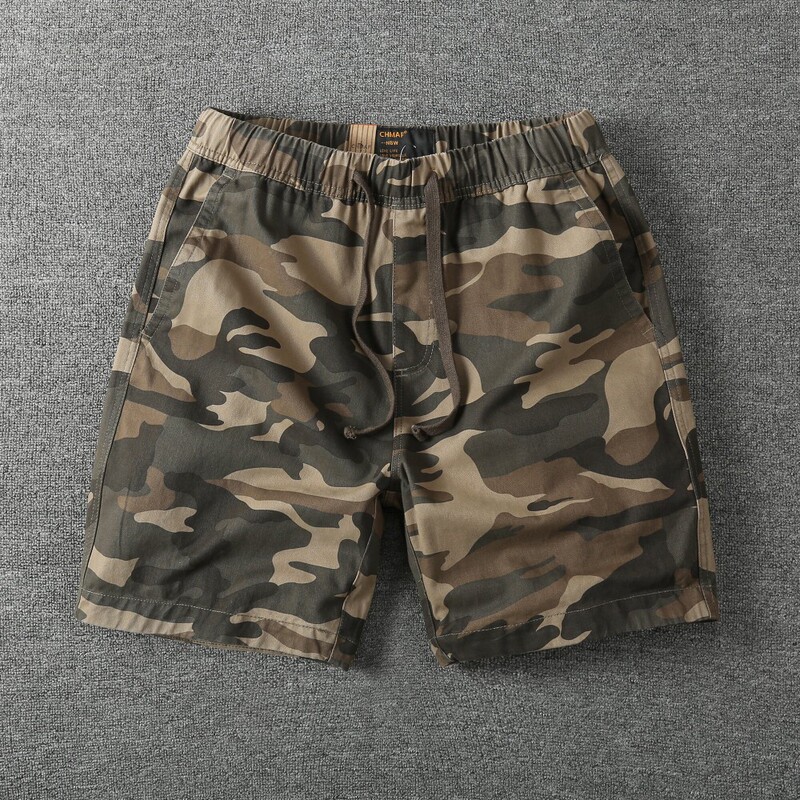 Camouflage Shorts, Three-Quarter Length Pants, American Retro Trendy Washed and Distressed Casual Sports Pants, Pure Cotton Loose Jogging Shorts Camouflage Shorts, Three-Quarter Length Pants, American Retro Trendy Washed and Distressed Casual Sports Pants, Pure Cotton Loose Jogging Shorts