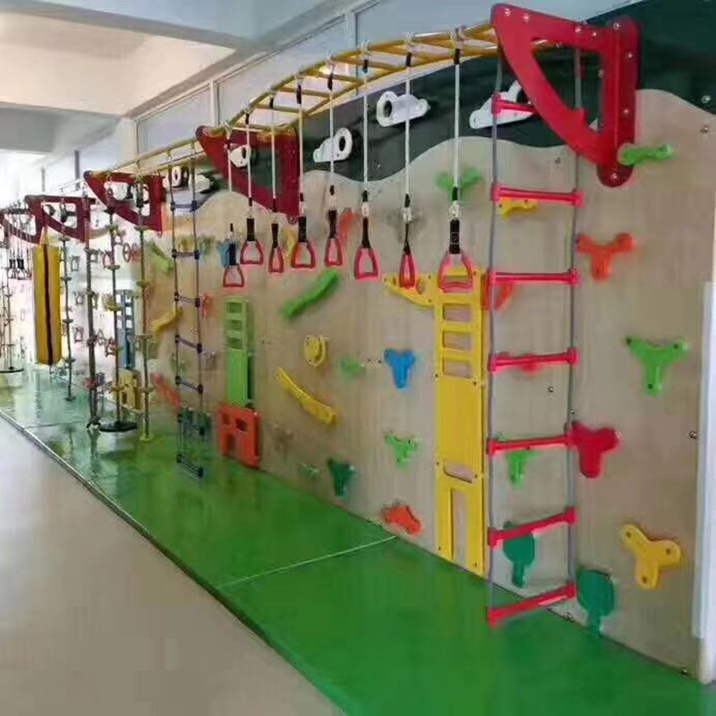 Custom climbing wall children's home indoor wooden PE board climbing ring rope feeling integration training equipment climbing net